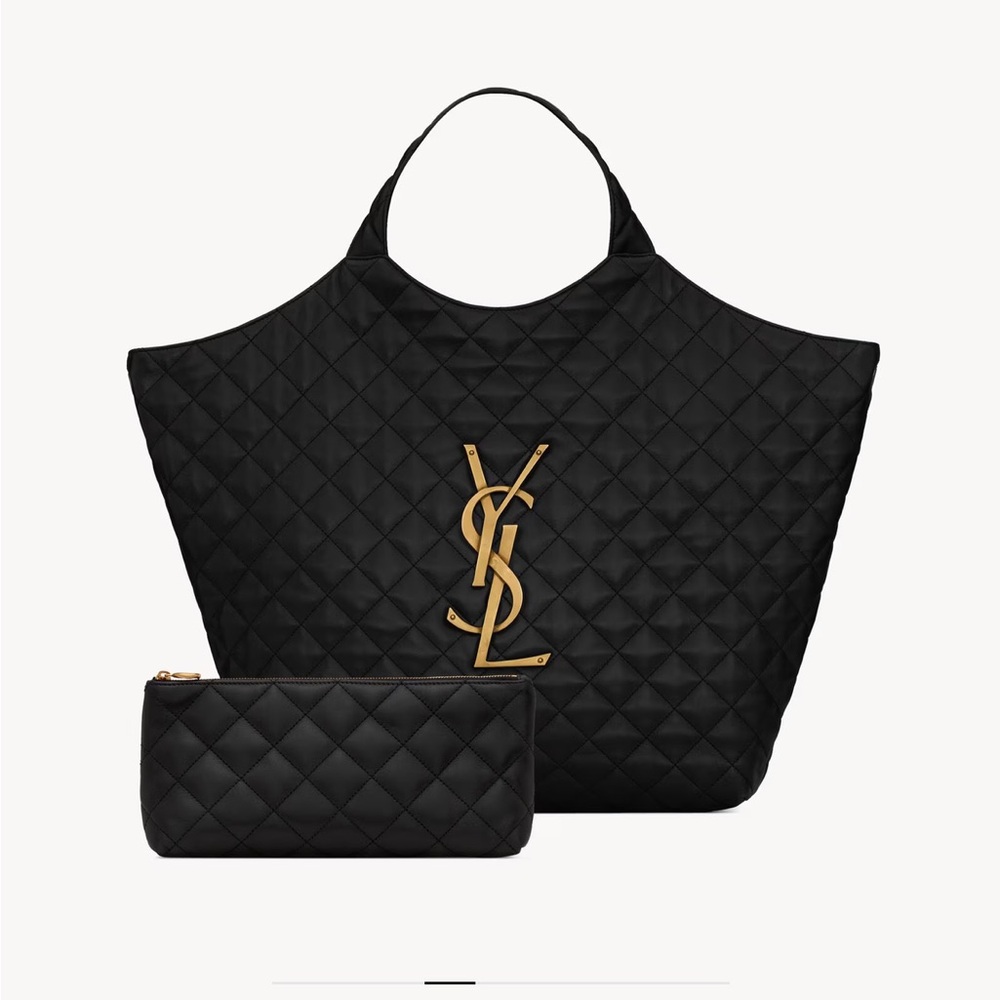 Large black and gold tote